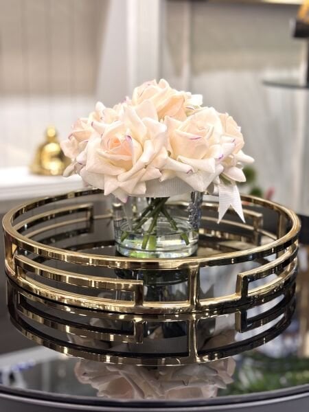 Gold Yuvarlak Modern Tepsi