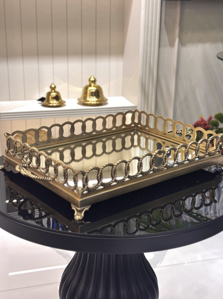 Halatlı Kare Jardenyer Altın Renk