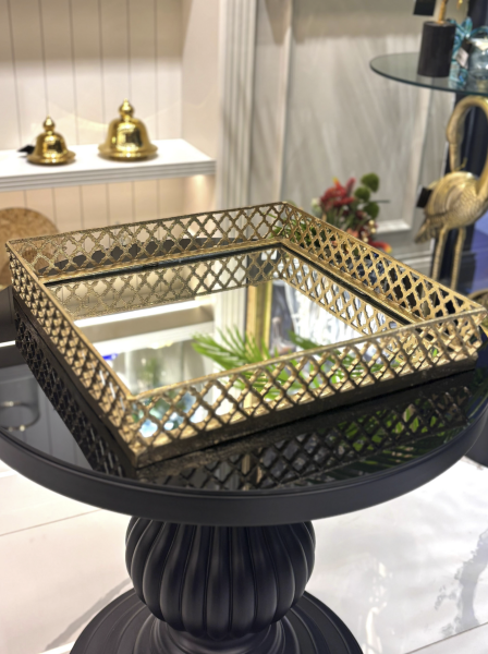 Quad Gold İçi Camlı Tepsi