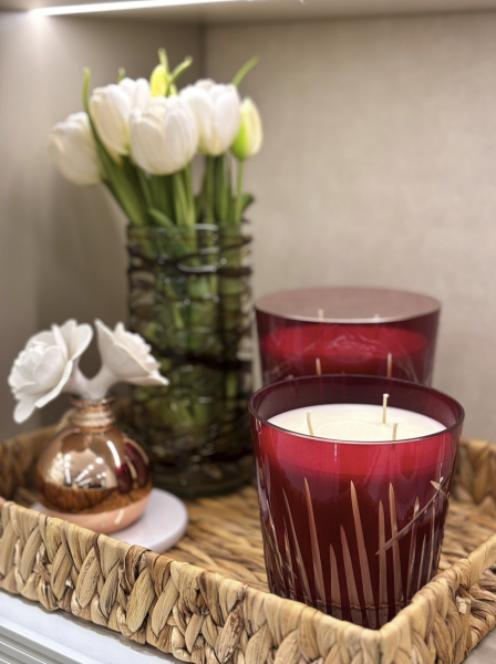 Sora Desenli Kırmızı Cam Mum Koleksiyonu