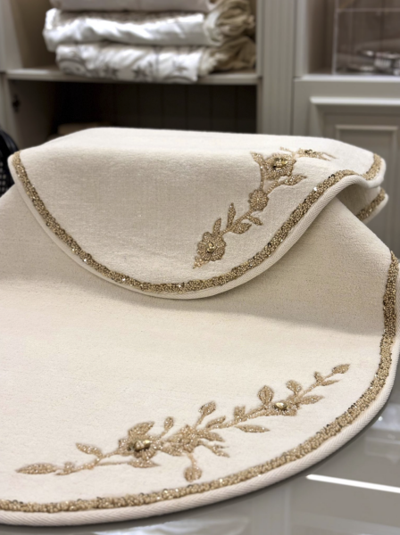 Çiçekli Taşlı Paspas Seti