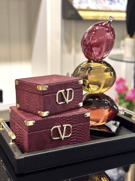 2’li V Detaylı Bordo Kutu