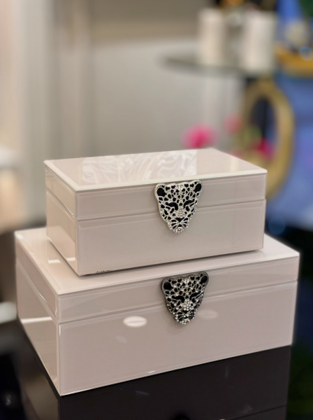 2’li Krem Gümüş Cat Cam Kutu