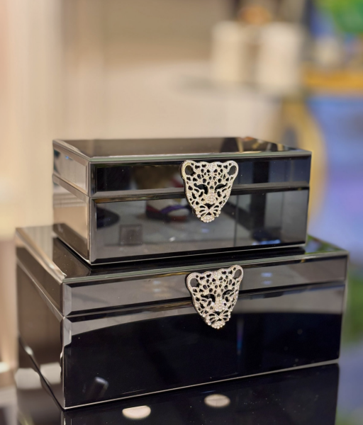 2’li Siyah Gümüş Cat Cam Kutu