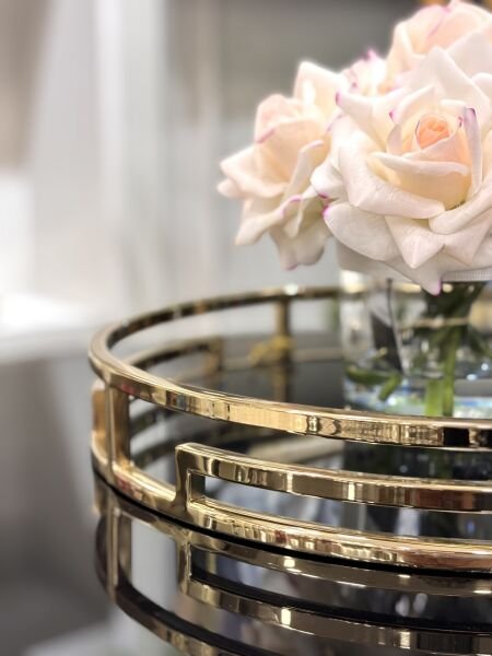 Gold Yuvarlak Modern Tepsi