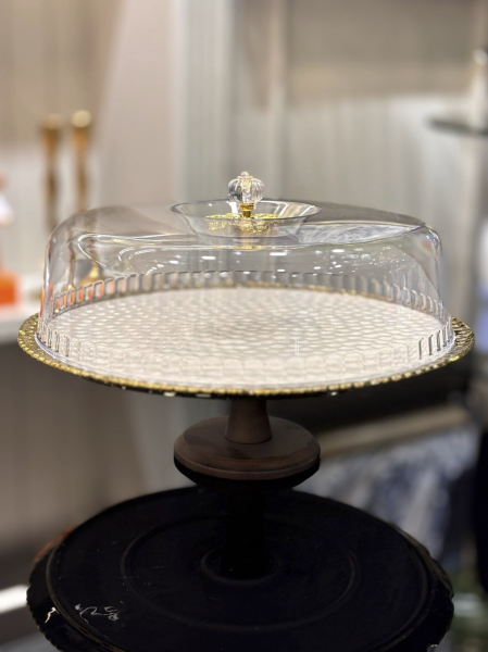 Şık Beyaz Altın Ayaklı Kek Standı