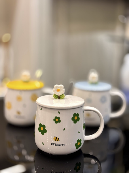 Özel Tasarım Çiçekli Porselen Kupa Bardak