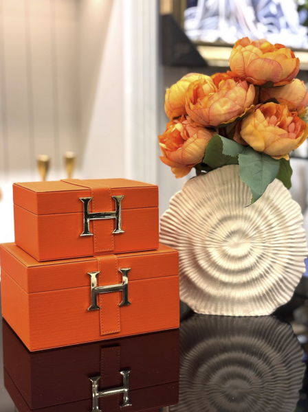 2’li Küçük Turuncu Deri Kutu