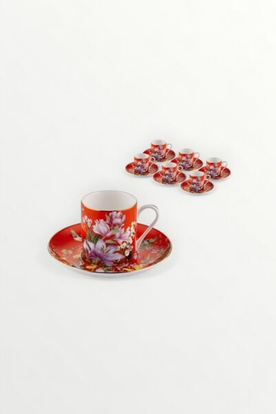 Botanica Red 6'lı Kahve Fincanı Seti