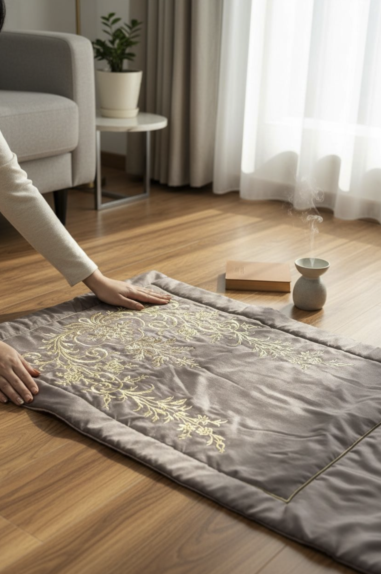 Gül Kurusu Gold Nakışlı Seccade