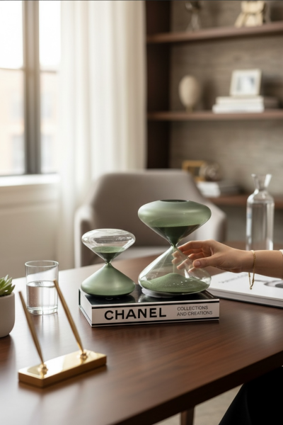 Üflemeli Cam Yeşil 2'Li Kum Saati Seti