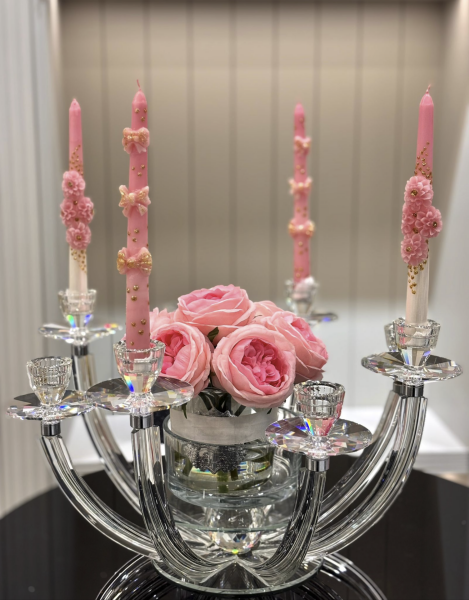 8 Kollu Kristal Şamdan