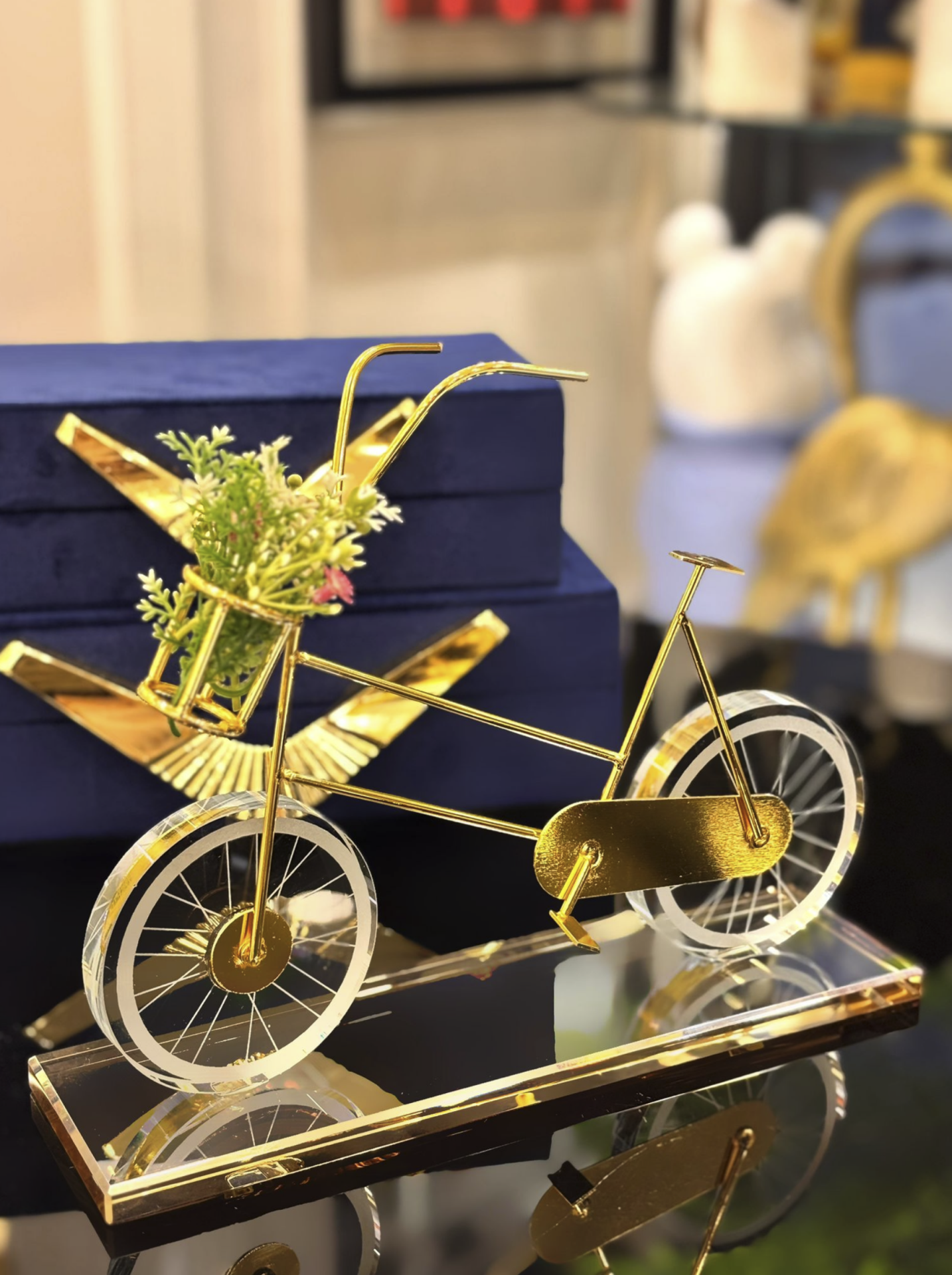 Dekoratif Gold Kristal Bisiklet