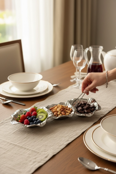 Gümüş 3 Bölmeli Çerezlik