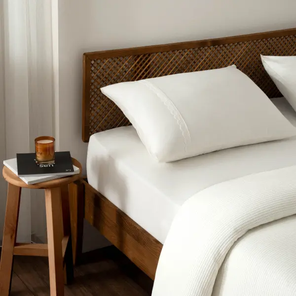 Alessa Çift Kişilik Pike Takımı Organik Pamuk Krem