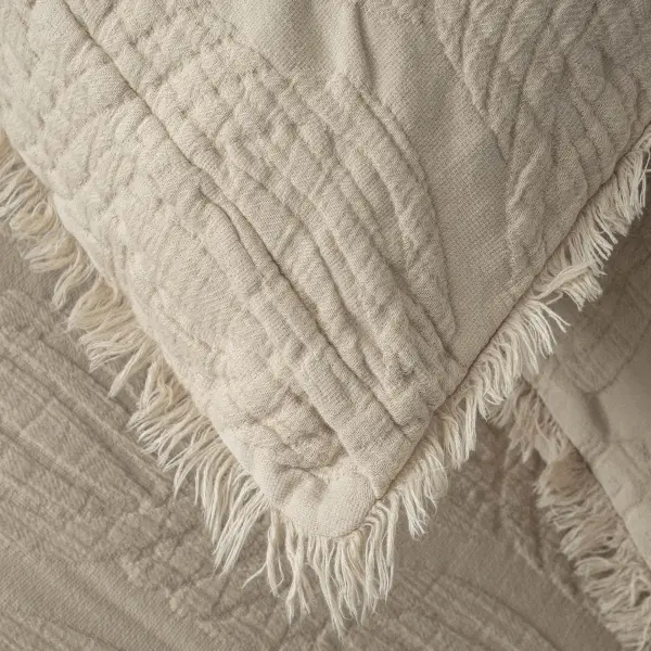 Hifa Çift Kişilik Pike Takımı Pamuk Dokuma Bej