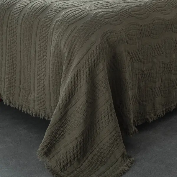 Hifa Çift Kişilik Pike Takımı Pamuk Dokuma Yeşil