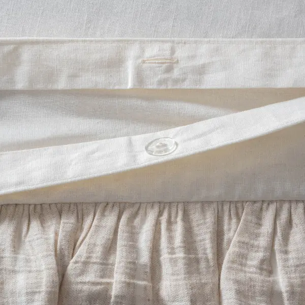 Leyna Çift Kişilik Nevresim Takımı Organik Pamuk Keten Krem