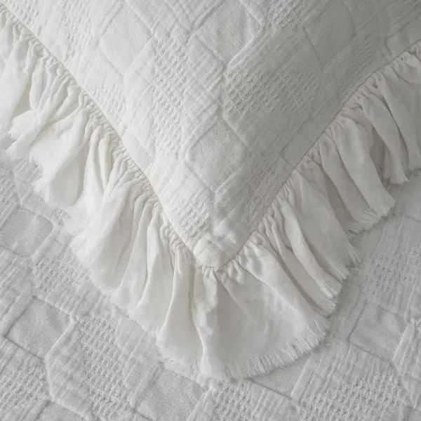 Tanya Çift Kişilik Pike Yatak Örtüsü Takımı Pamuk Krem