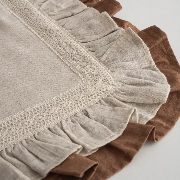 Maide Çift Kişilik Nevresim Takımı Organik Pamuk Kenevir Karışımlı Nakışlı Bej