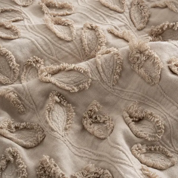 Anka Çift Kişilik Nevresim Takımı Organik Pamuk Müslin Brodeli Bej