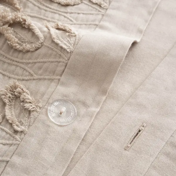 Anka Çift Kişilik Nevresim Takımı Organik Pamuk Müslin Brodeli Bej