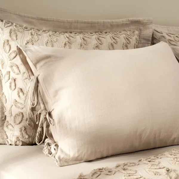 Anka Çift Kişilik Nevresim Takımı Organik Pamuk Müslin Brodeli Bej