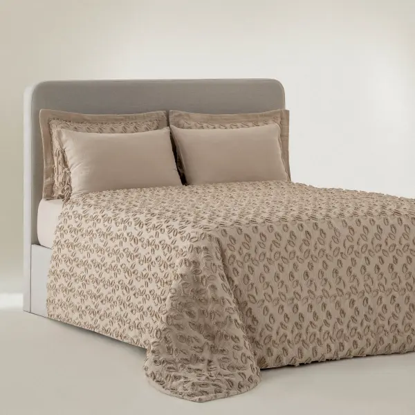 Anka Çift Kişilik Nevresim Takımı Organik Pamuk Müslin Brodeli Bej