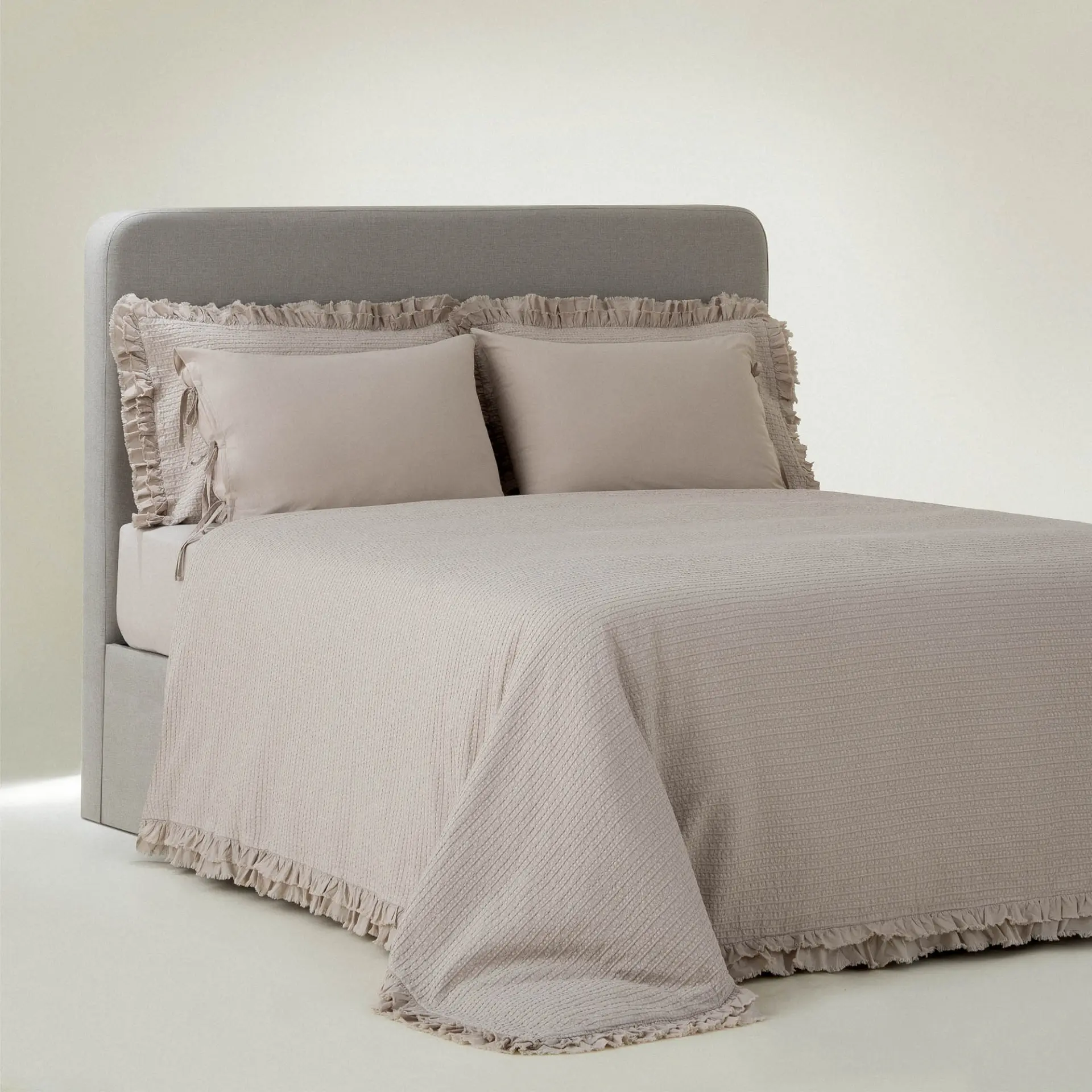 Ayda Battal Boy Nevresim Takımı Organik Pamuk Bej