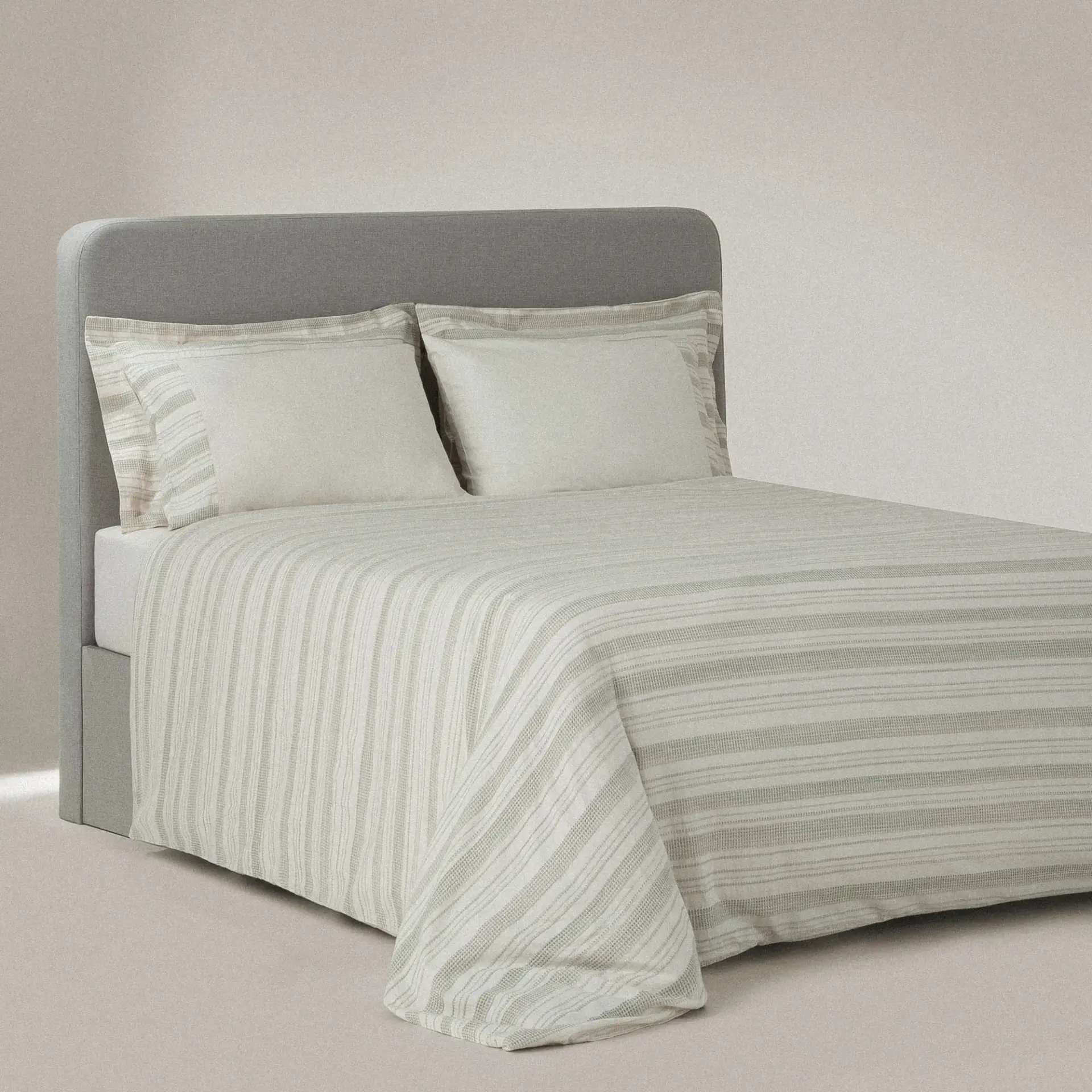 İkra Çift Kişilik Nevresim Takımı Organik Pamuk Krem-Yeşil