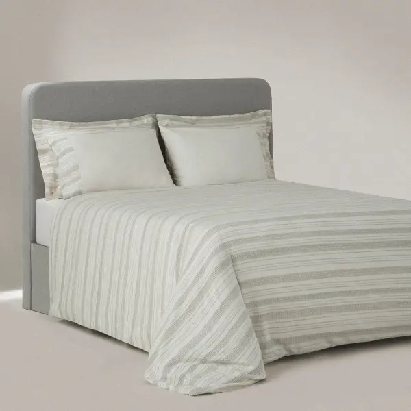 İkra Çift Kişilik Nevresim Takımı Organik Pamuk Krem-Yeşil