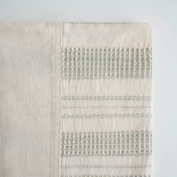 İkra Çift Kişilik Nevresim Takımı Organik Pamuk Krem-Yeşil