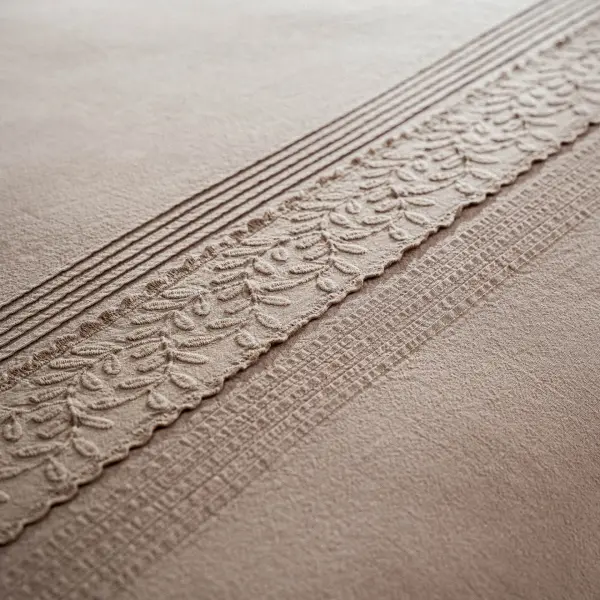 Adelya Çift Kişilik Nevresim Takımı Organik Pamuk Keten Brodeli Pudra