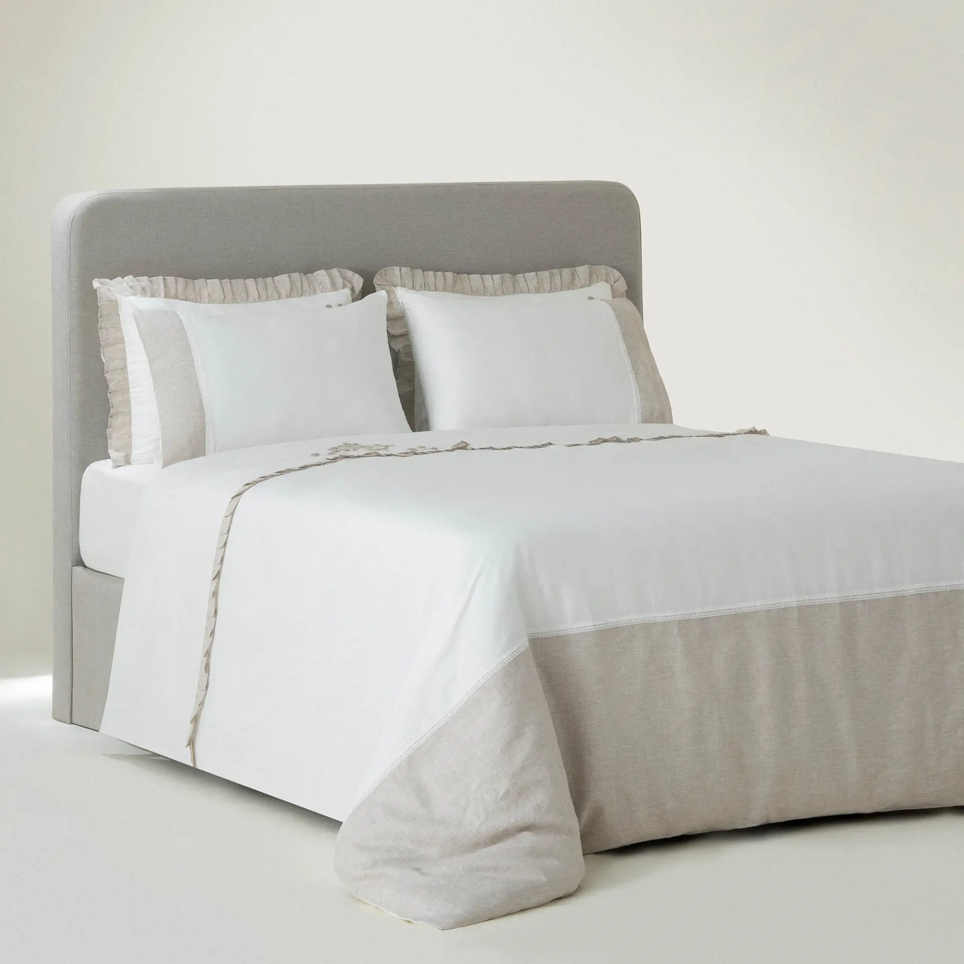 Ayliz Çift Kişilik Nevresim Takımı Organik Pamuk Saten Krem