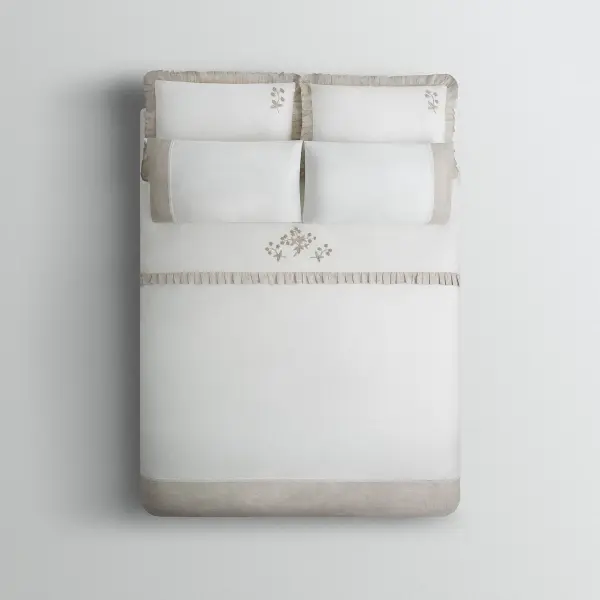 Ayliz Çift Kişilik Nevresim Takımı Organik Pamuk Saten Krem