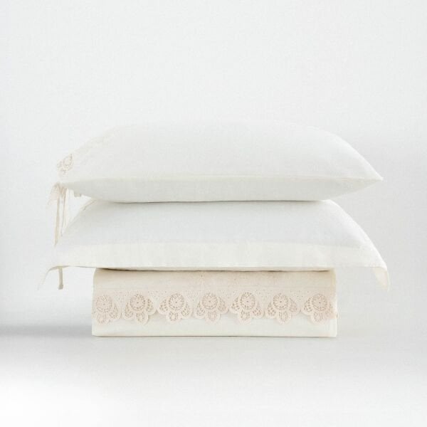 Amanda Çift Kişilik Nevresim Takımı Organik Pamuk Keten Krem