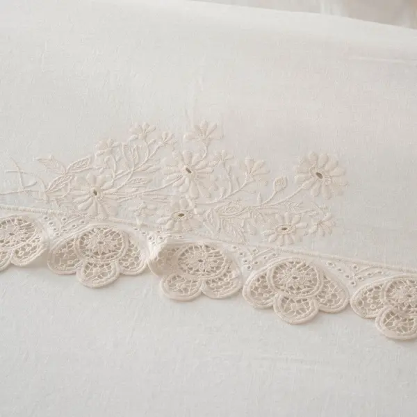 Amanda Çift Kişilik Nevresim Takımı Organik Pamuk Keten Krem