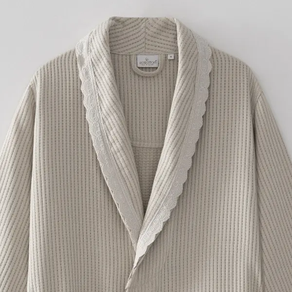 Alessa Kadın Pike Bornoz Organik Pamuk Bej