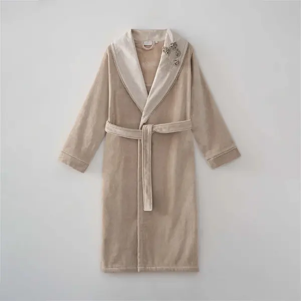 Masal Aile Bornoz Seti Organik Pamuk Bej-Yeşil M/L