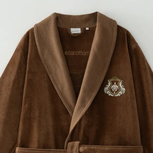 Farah Aile Bornoz Seti Organik Pamuk Yeşil-Kahve M/L