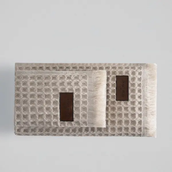 Seren 4 lü Havlu Seti Organik Pamuk Bej-Antrasit