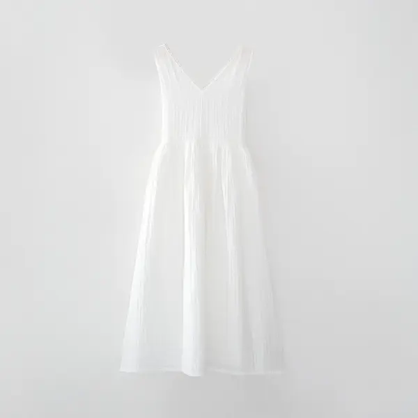 Zeyna Kadın Elbise Organik Pamuk Müslin Krem