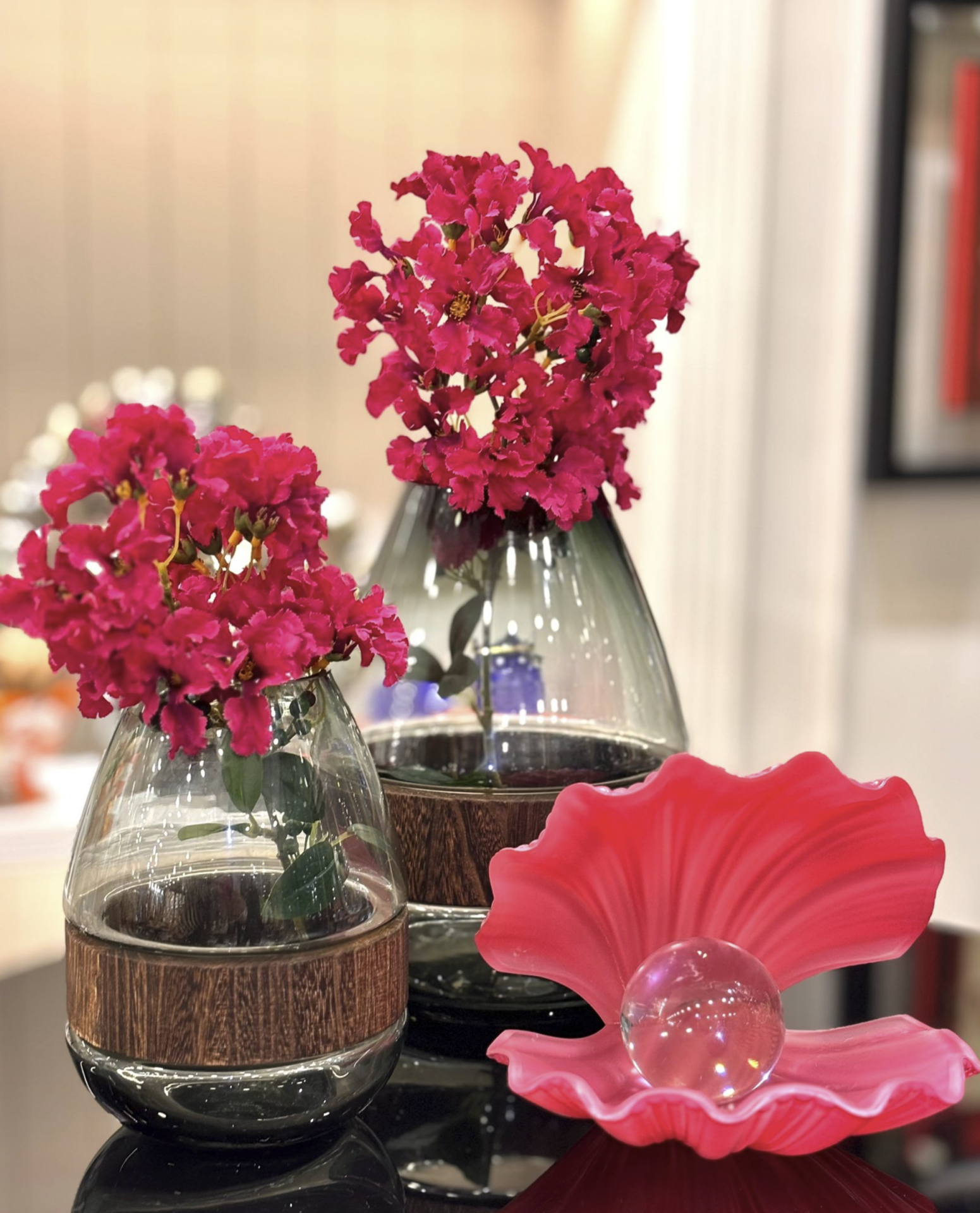 Ahşap Halkalı Vazo 2’li Set