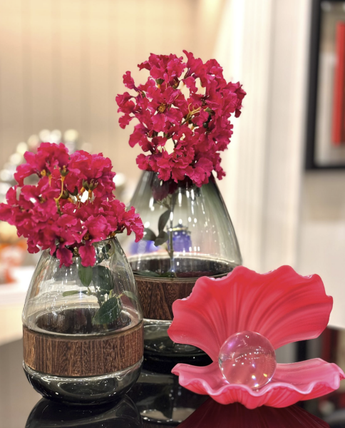 Ahşap Halkalı Vazo 2’li Set