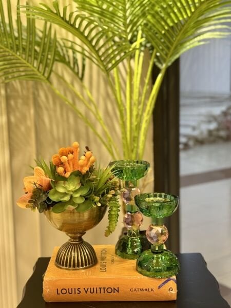 2'li Yeşil Cam Şamdanlar