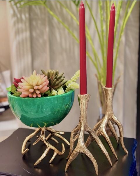 Zarif 5 kollu pirinç Şamdan