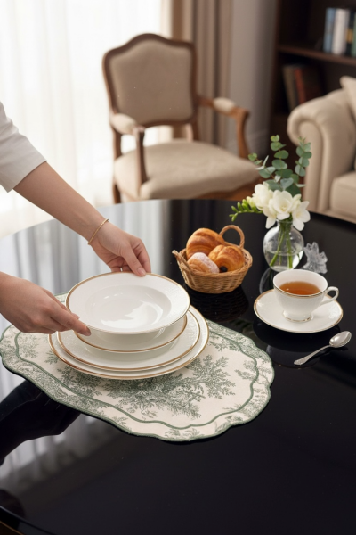 Ovalimsi Antik Yeşil Amerikan Servis