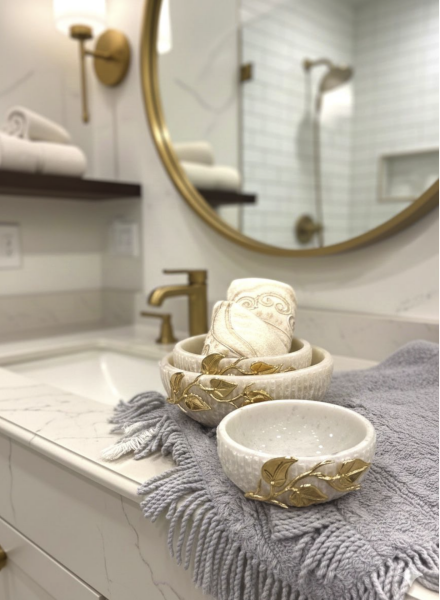 3'lü Mermer Kase Beyaz