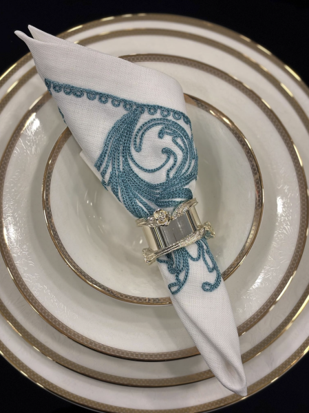 El işlemeli Turkuaz Peçete