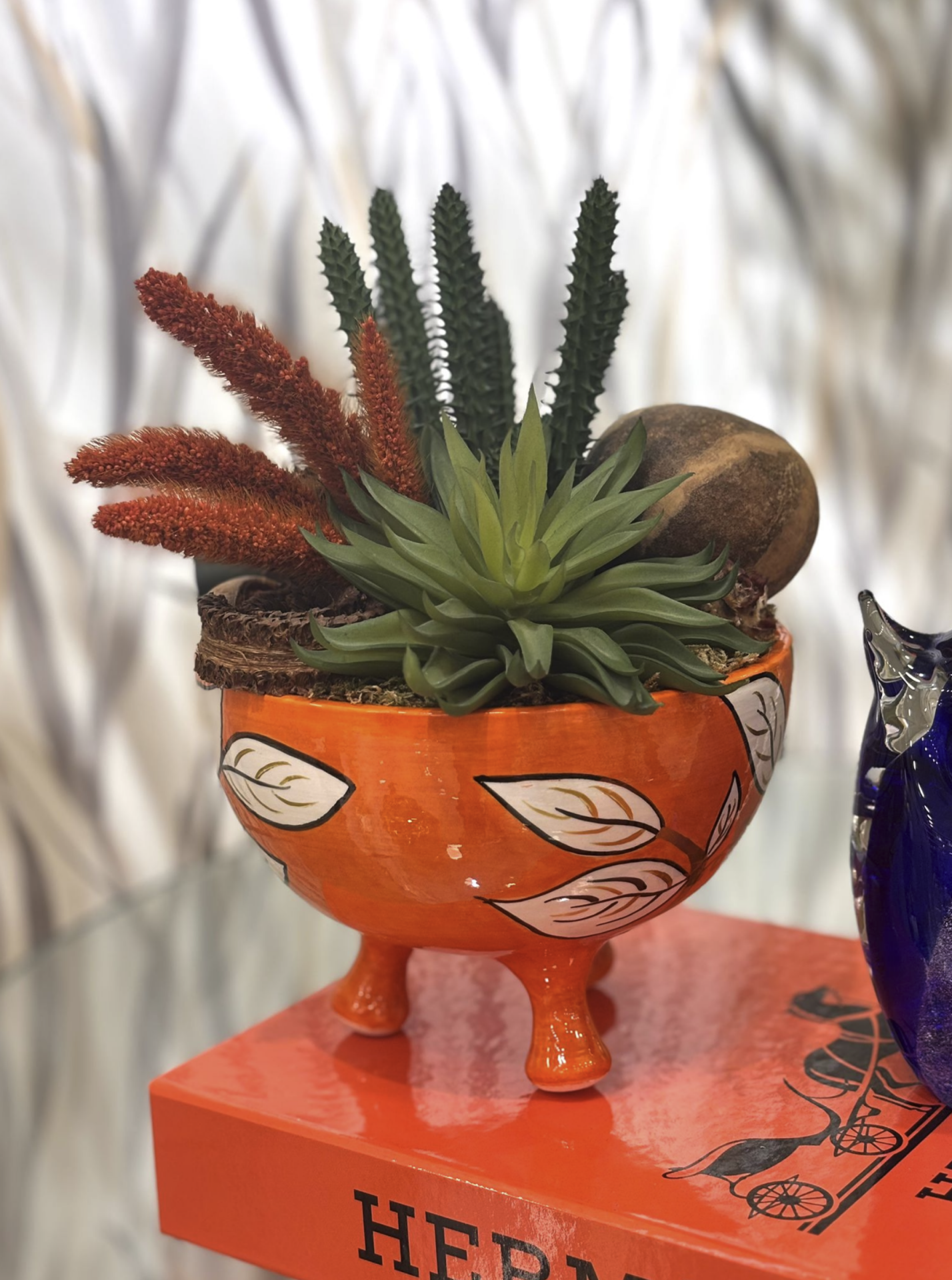 Yaprak Desenli Turuncu Sukulent